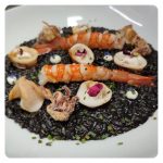  Black rice with baby squid, prawn and lime aioli