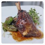 Lamb shank lacquered with hoisin sauce